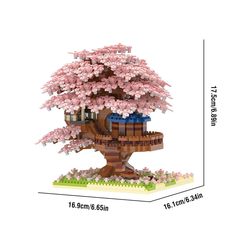 Maison/arbre cerisier Sakura en Briques — Set de construction | 1100 à 2200 pièces