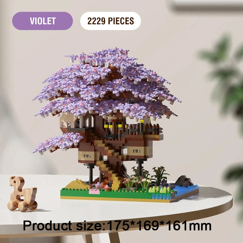 Maison/arbre cerisier Sakura en Briques — Set de construction | 1100 à 2200 pièces