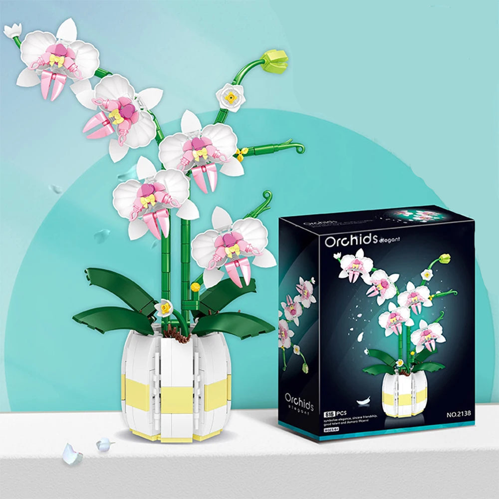 Bouquet de d'Orchidées — Pot de fleurs à construire +600 pièces