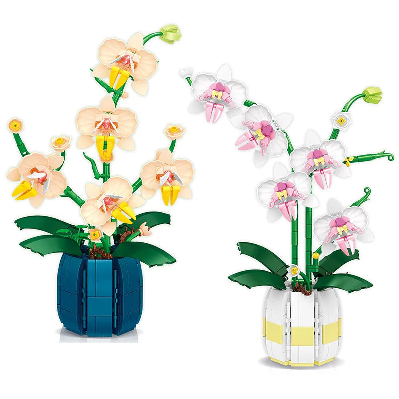 Bouquet de d'Orchidées — Pot de fleurs à construire +600 pièces
