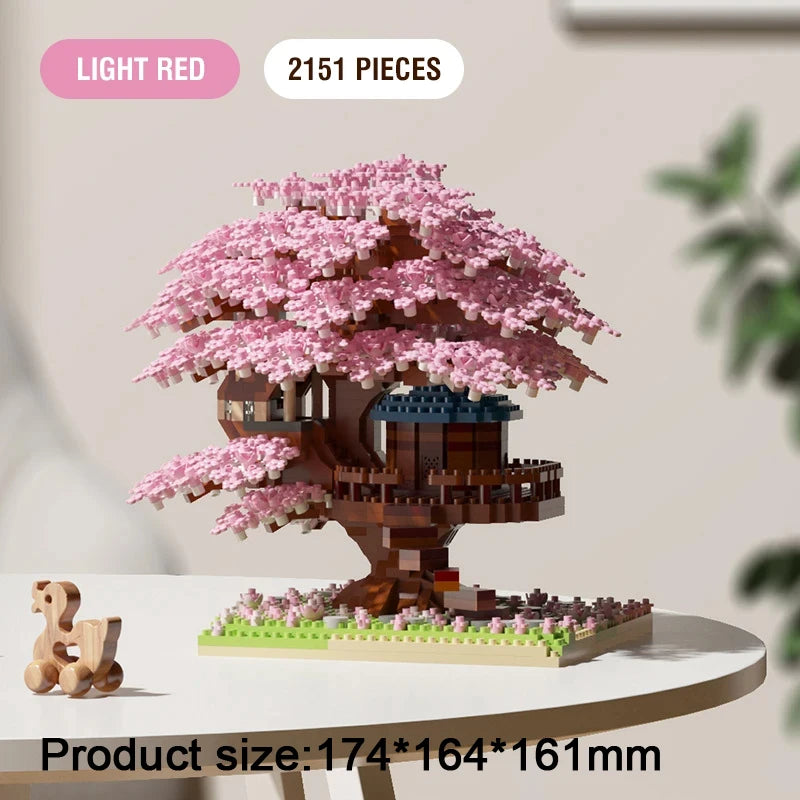 Maison/arbre cerisier Sakura en Briques — Set de construction | 1100 à 2200 pièces