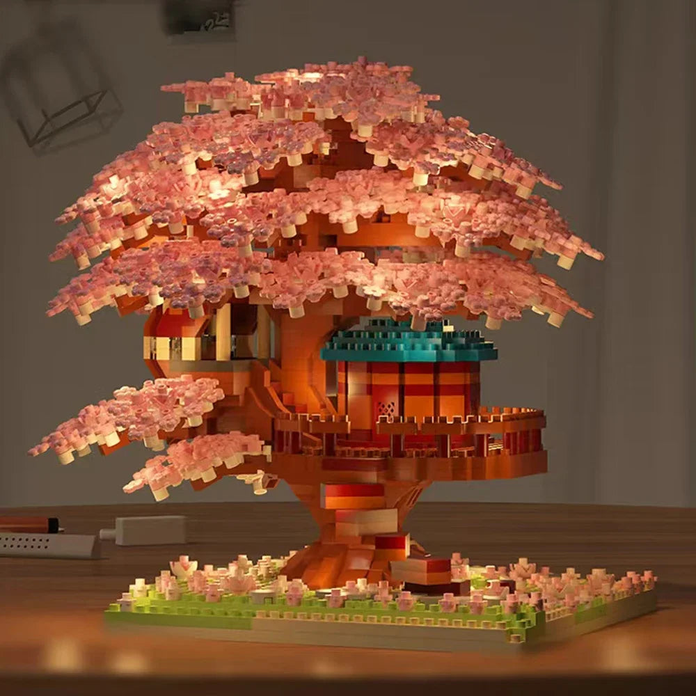 Maison/arbre cerisier Sakura en Briques — Set de construction | 1100 à 2200 pièces