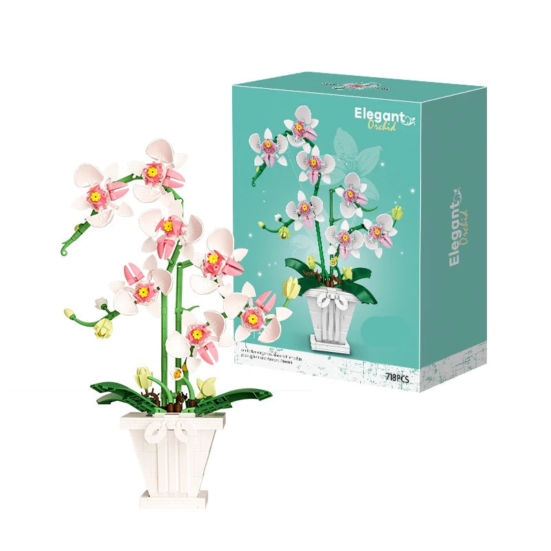 Bouquet de d'Orchidées — Pot de fleurs à construire +600 pièces