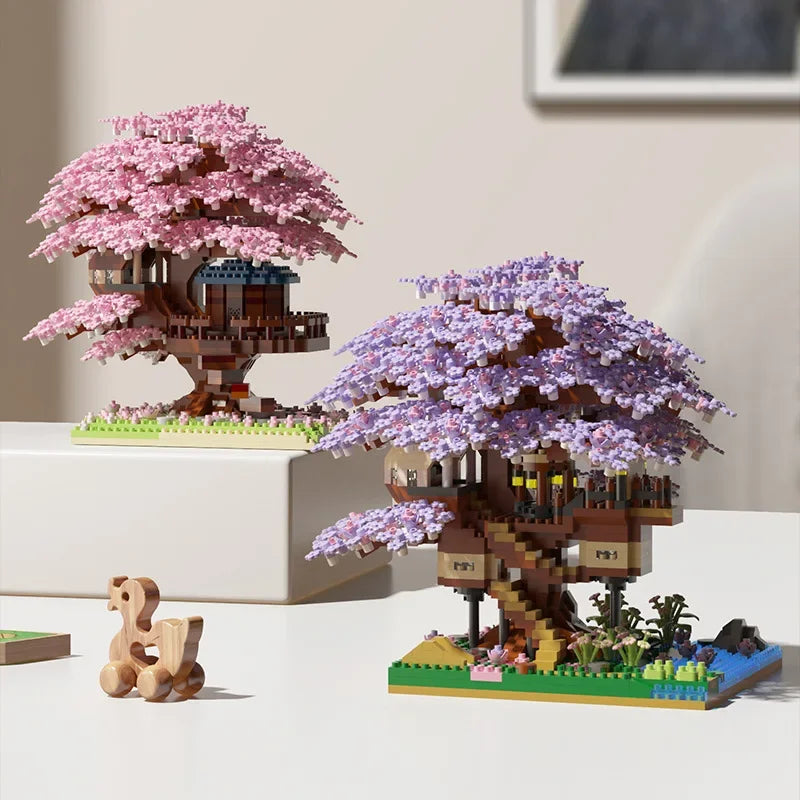 Maison/arbre cerisier Sakura en Briques — Set de construction | 1100 à 2200 pièces
