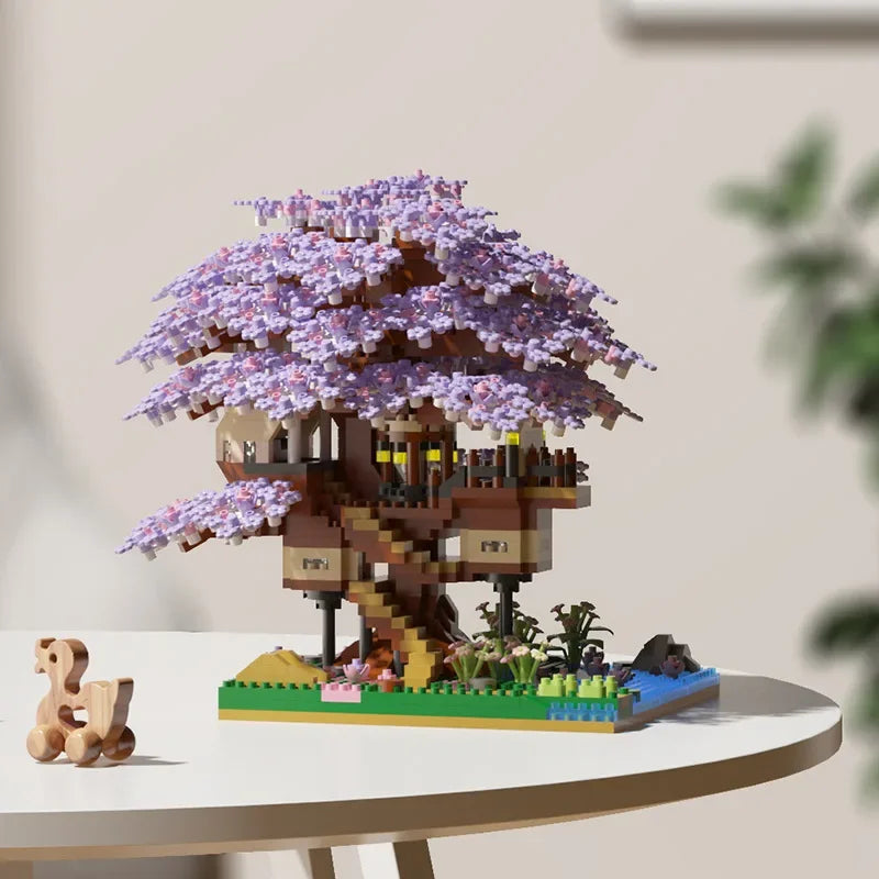 Maison/arbre cerisier Sakura en Briques — Set de construction | 1100 à 2200 pièces