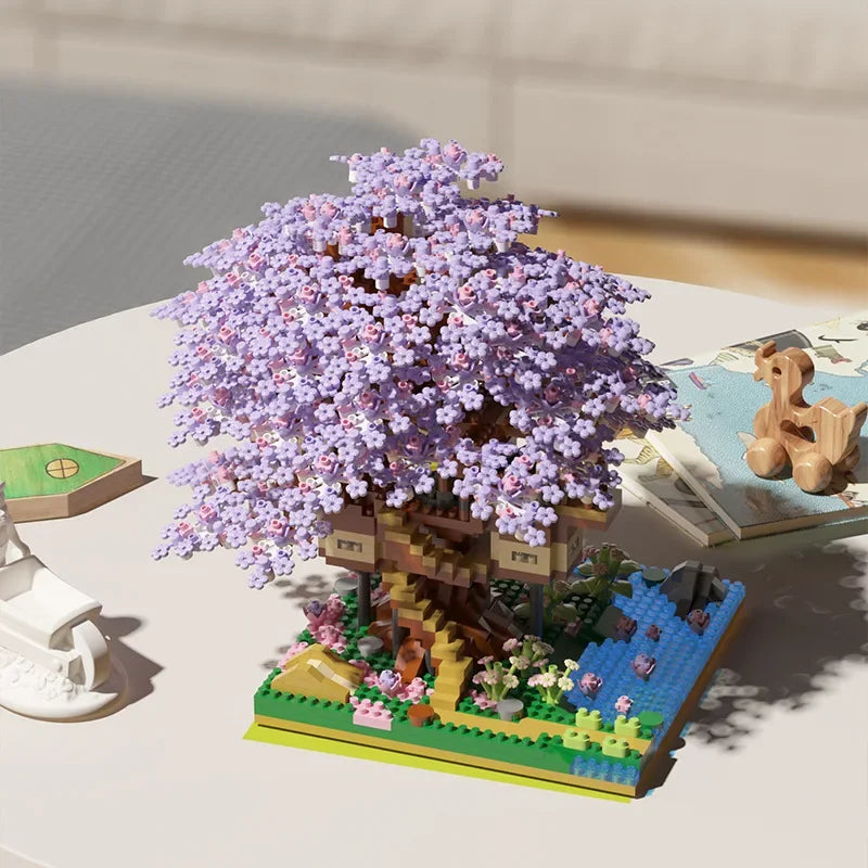 Maison/arbre cerisier Sakura en Briques — Set de construction | 1100 à 2200 pièces
