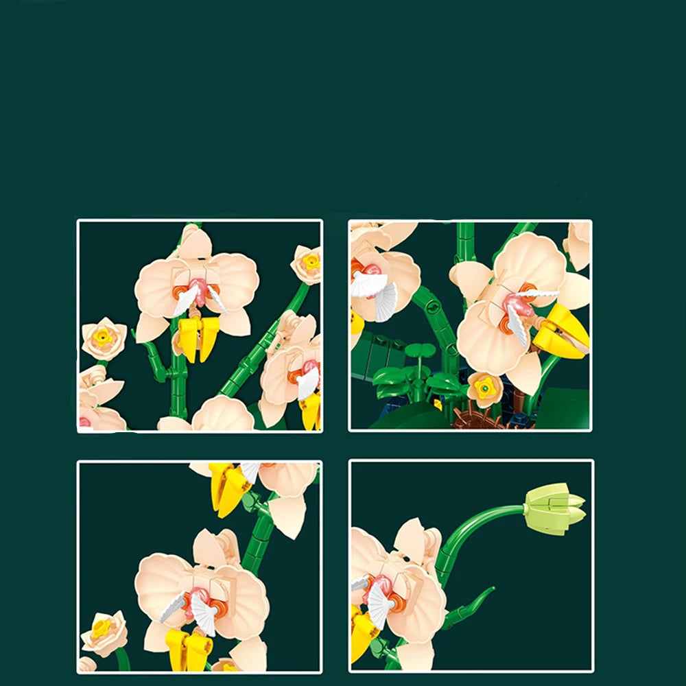Bouquet de d'Orchidées — Pot de fleurs à construire +600 pièces